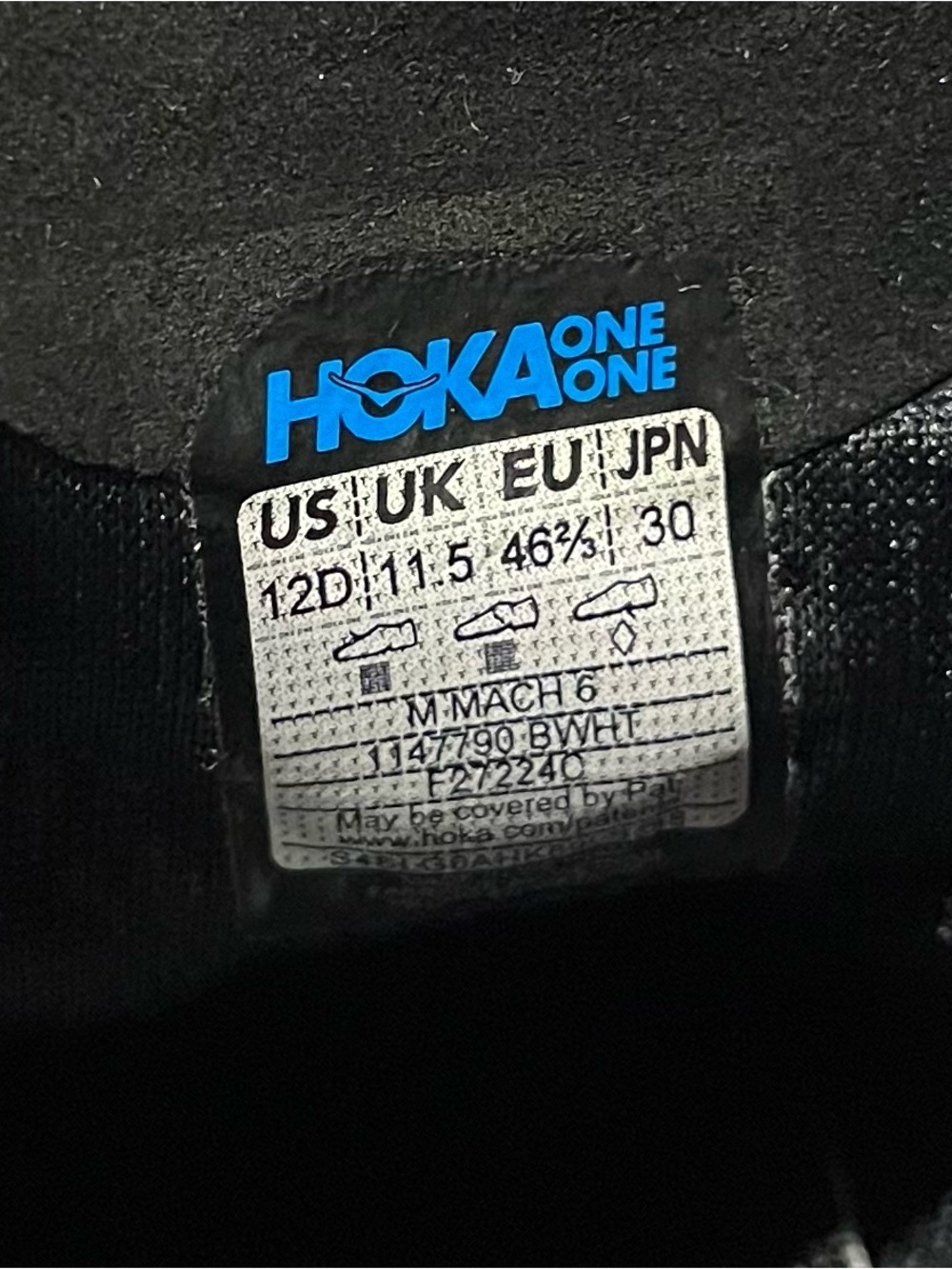 New Hoka One One Mach 6 Running Shoes Black White Mens Size Training Gym - Picture 13 of 16